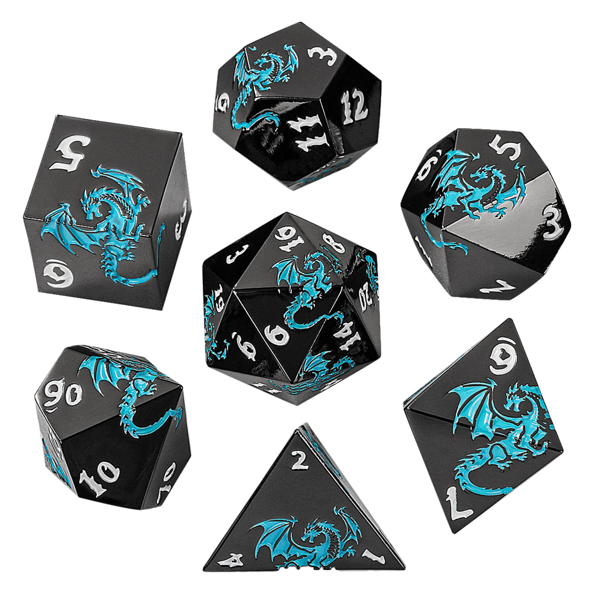 DIEACE D&D Colorful Flying Dragon Metal Dice Set