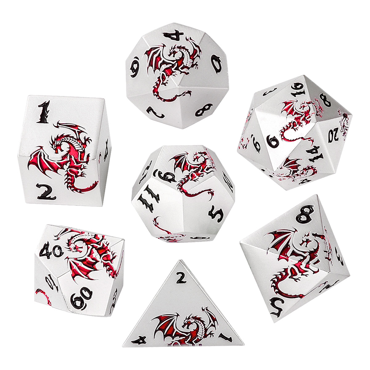 DIEACE D&D Colorful Flying Dragon Metal Dice Set