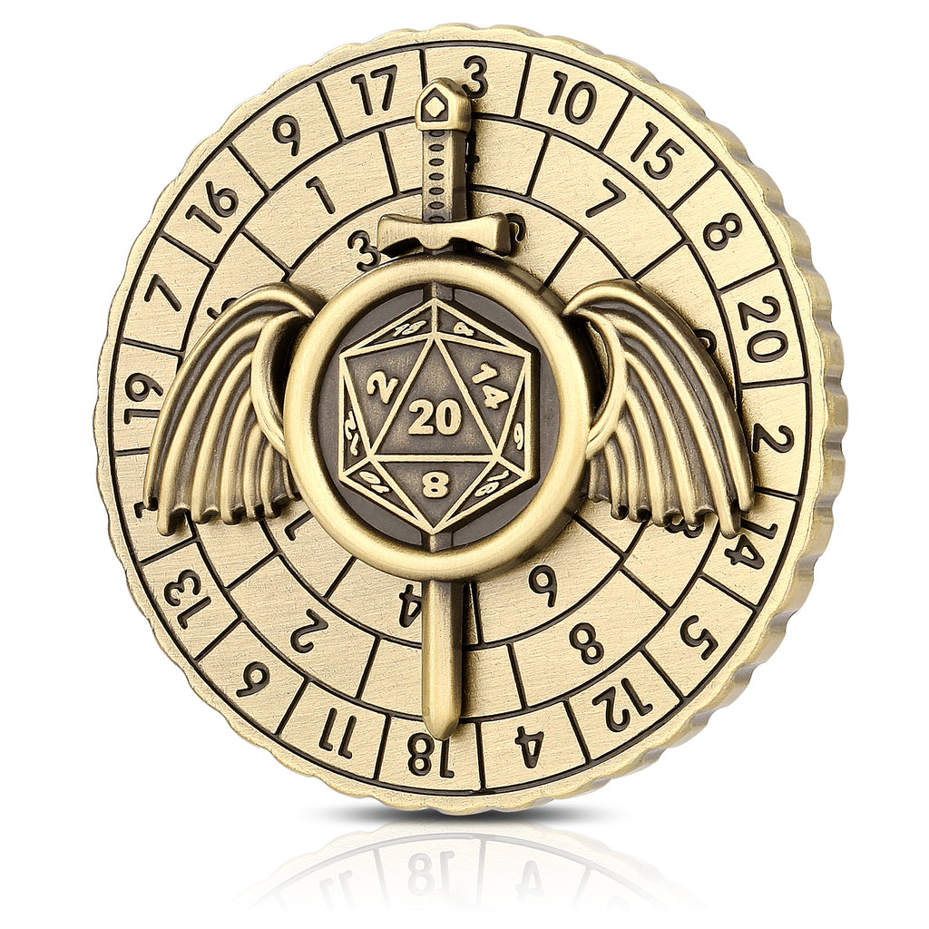 DIEACE D&D Winged Sword Metal Spinner Dice  7-in-1