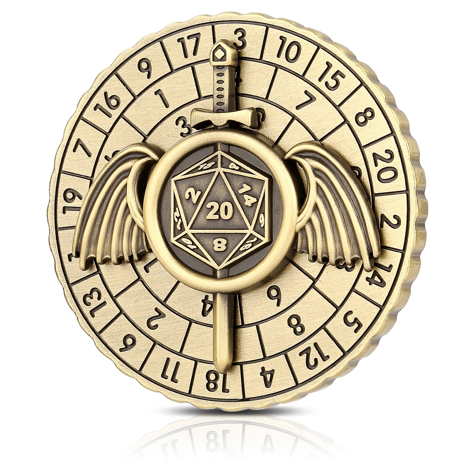 DIEACE D&D Winged Sword Metal Spinner Dice  7-in-1