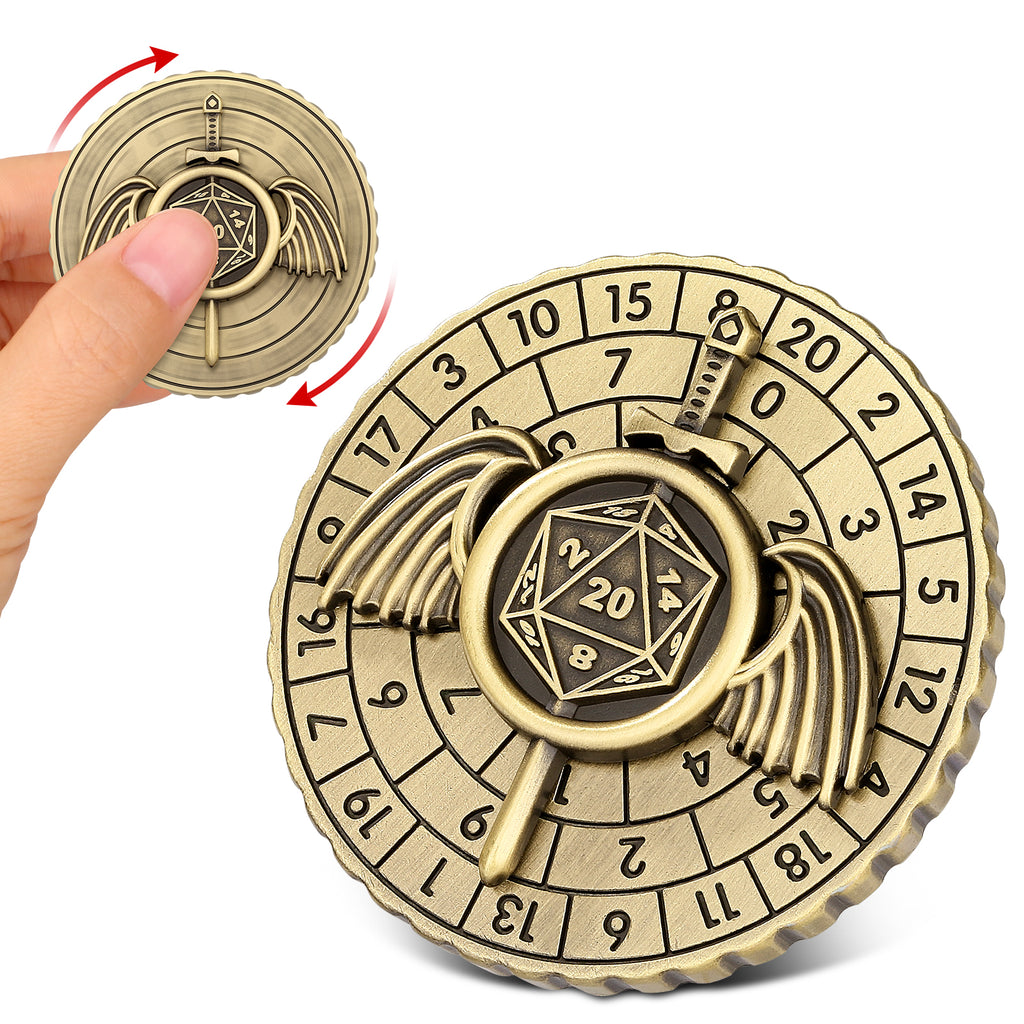 DIEACE D&D Winged Sword Metal Spinner Dice  7-in-1