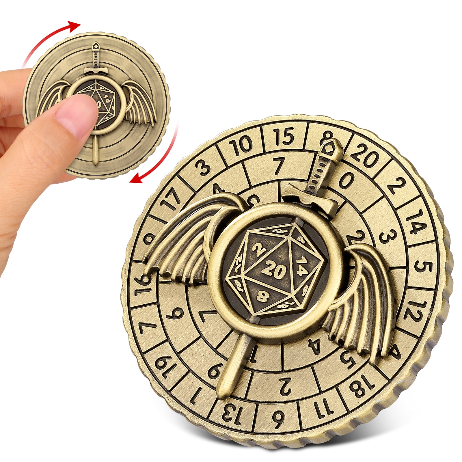 DIEACE D&D Winged Sword Metal Spinner Dice  7-in-1