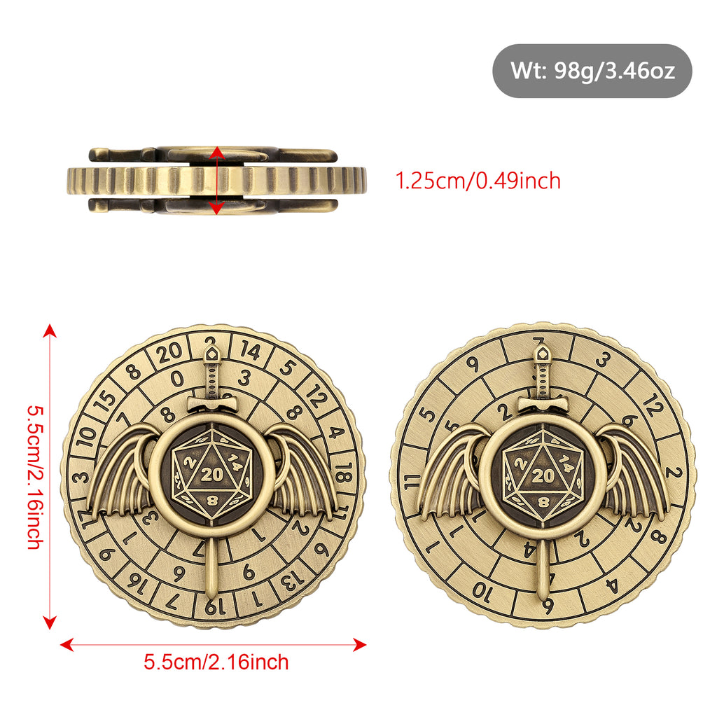 DIEACE D&D Winged Sword Metal Spinner Dice  7-in-1