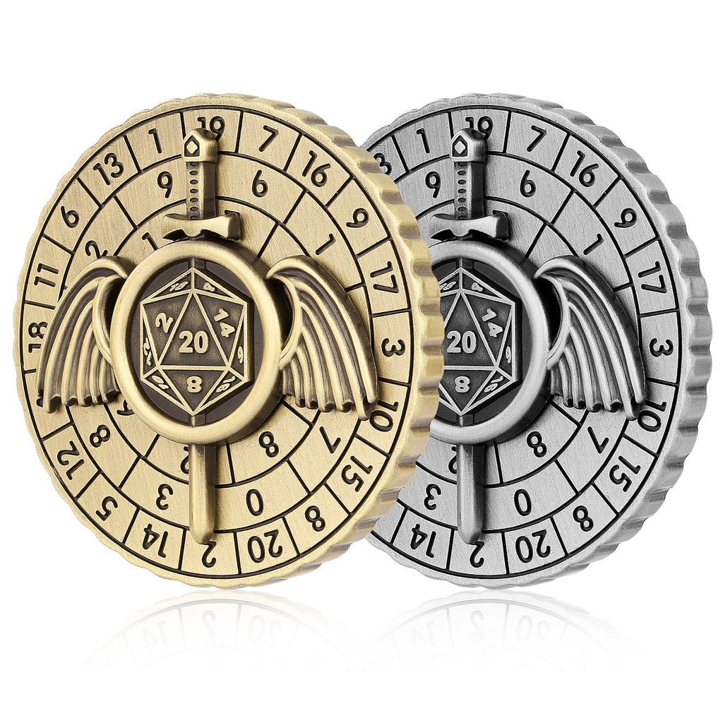 DIEACE D&D Winged Sword Metal Spinner Dice  7-in-1