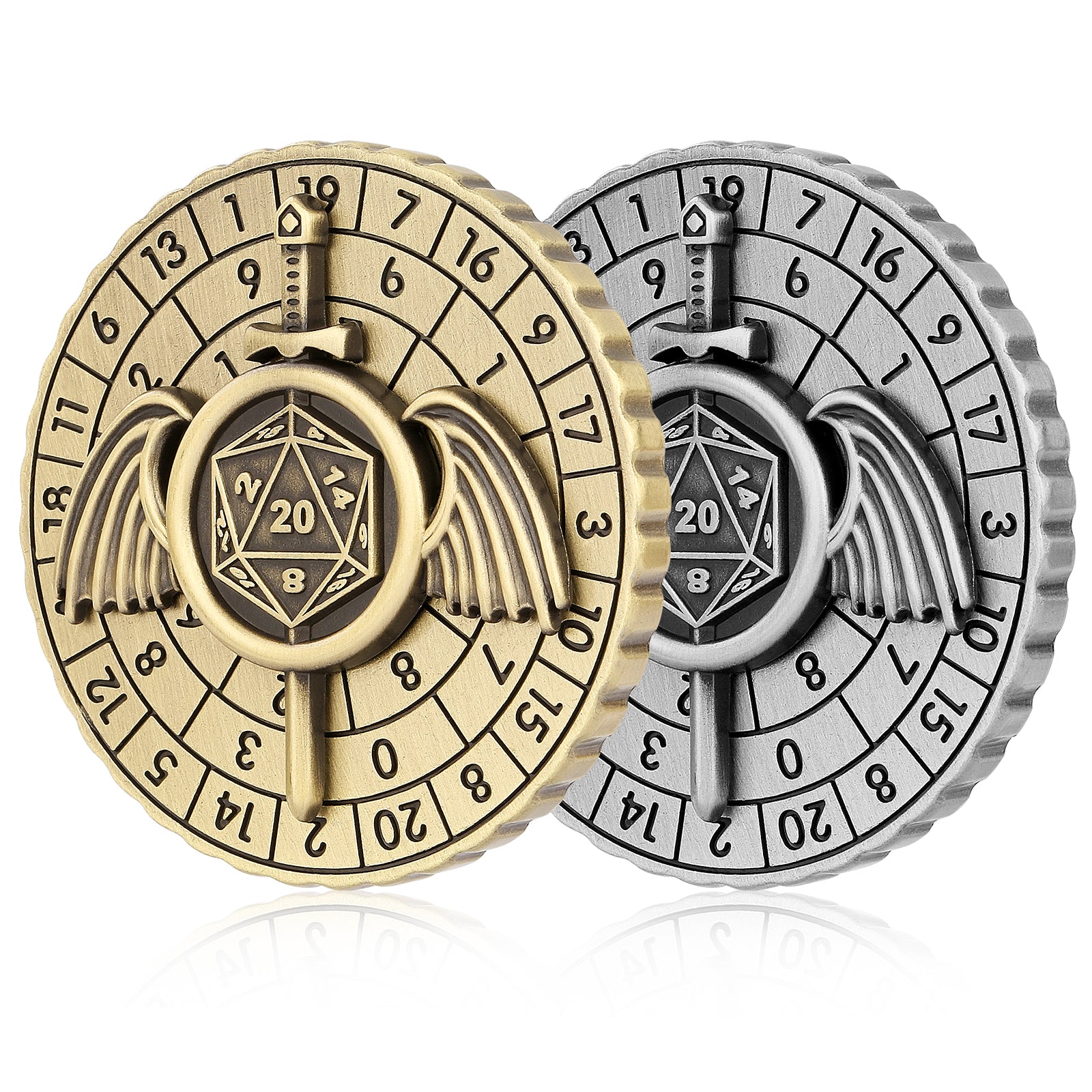 DIEACE D&D Winged Sword Metal Spinner Dice  7-in-1
