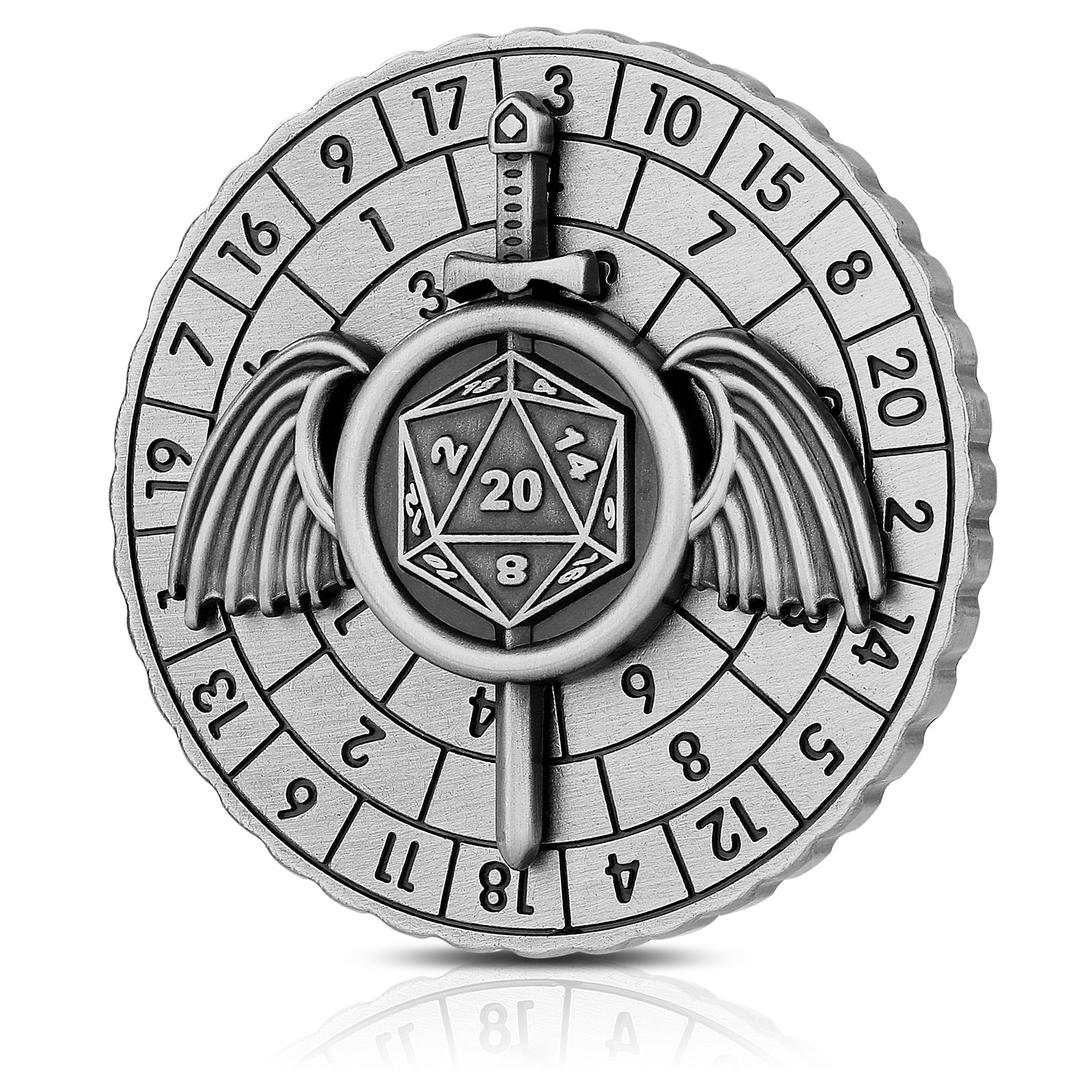 DIEACE D&D Winged Sword Metal Spinner Dice  7-in-1