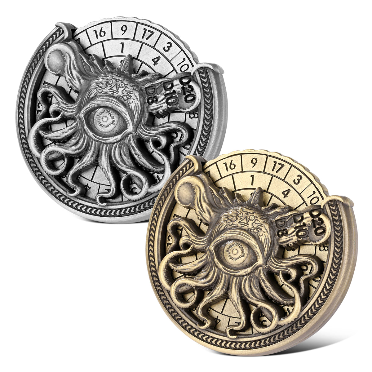 DIEACE C&C Hollow Evil Eye Metal Spinner Dice - 7 in 1