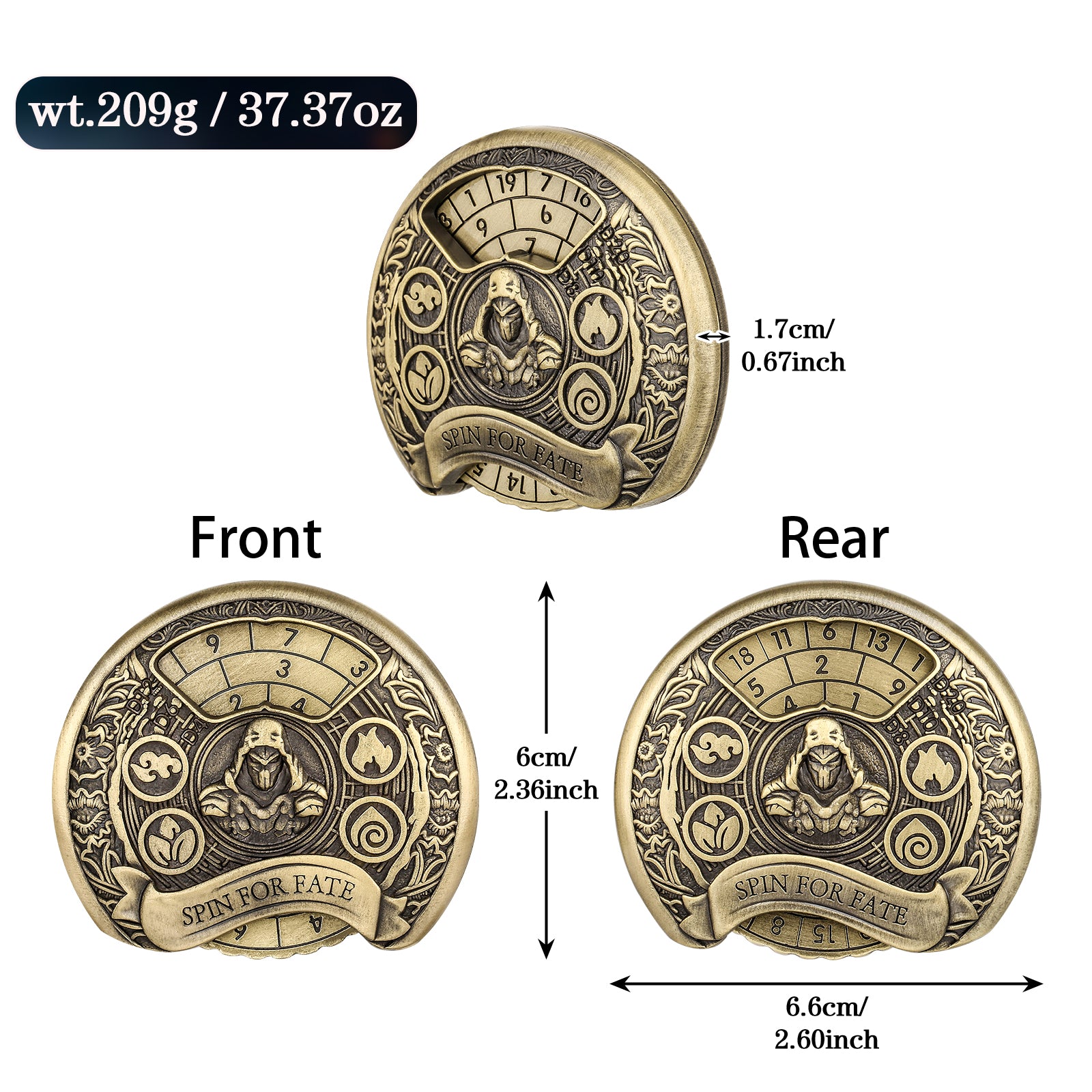 DIEACE D&D Rogue Metal Spinner Dice - 7 in 1