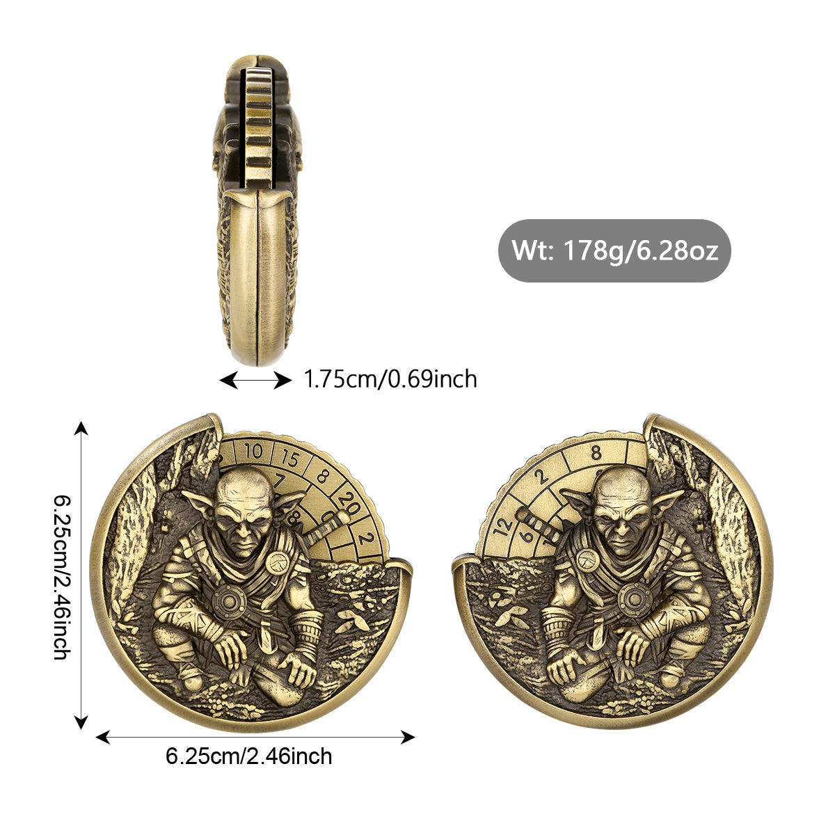 DIEACE D&D Goblin Metal Spinner Dice - 7 in 1