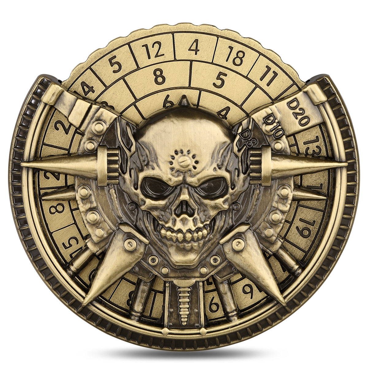 DIEACE D&D Mummy Skull Metal Spinner Dice  7-in-1
