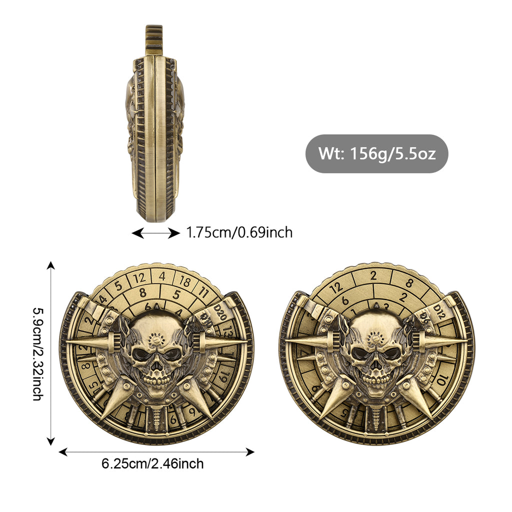 DIEACE D&D Mummy Skull Metal Spinner Dice  7-in-1
