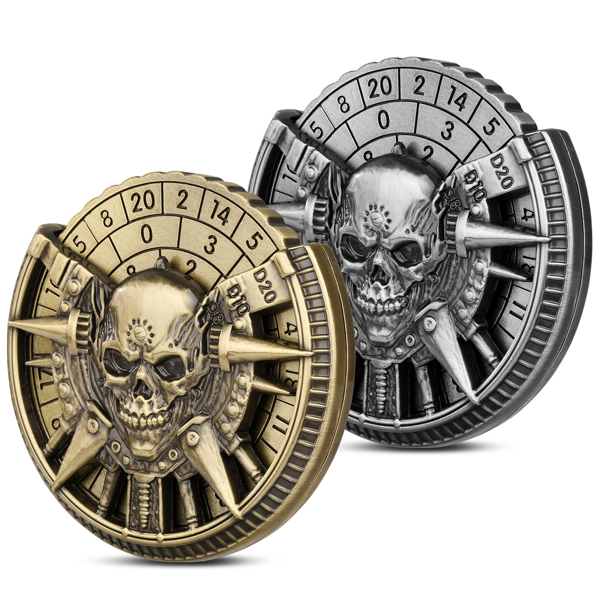 DIEACE D&D Mummy Skull Metal Spinner Dice  7-in-1