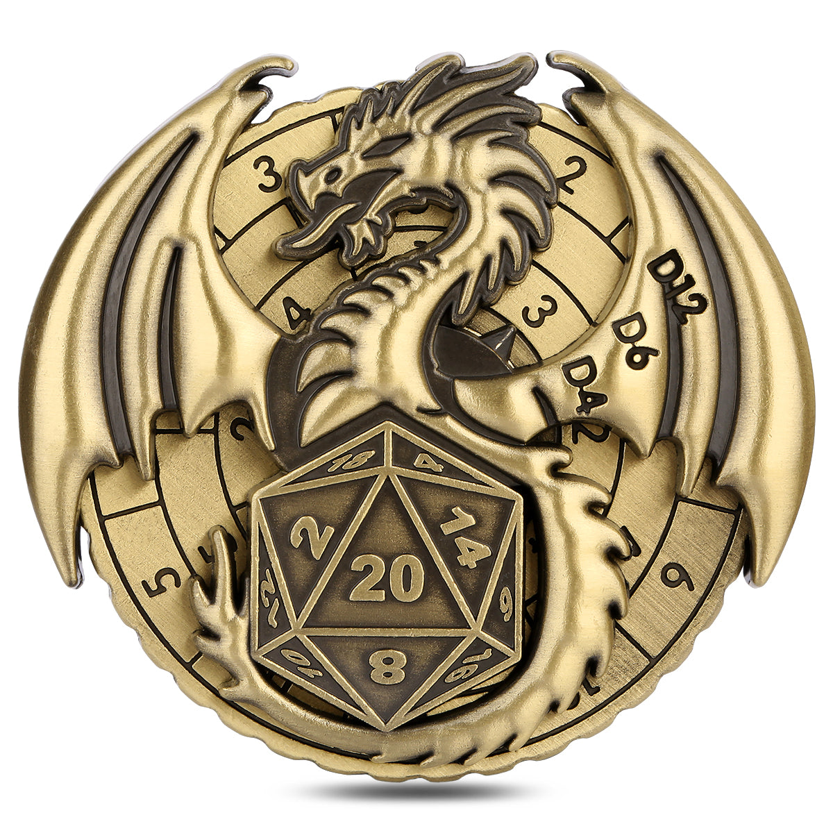 DIEACE D&D Winged Dragon Metal Spinner Dice  7-in-1