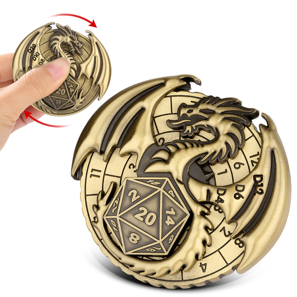 DIEACE D&D Winged Dragon Metal Spinner Dice  7-in-1