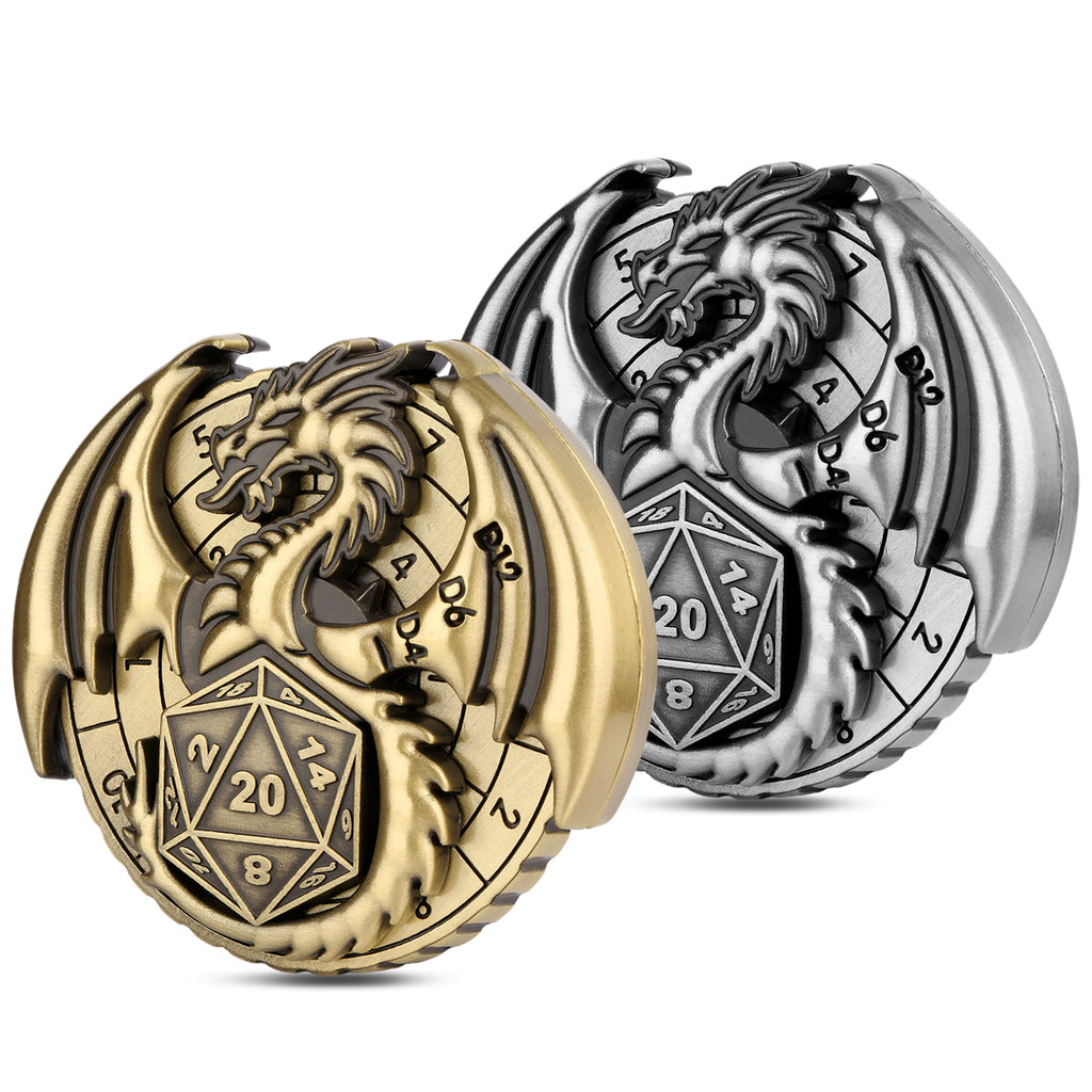 DIEACE D&D Winged Dragon Metal Spinner Dice  7-in-1
