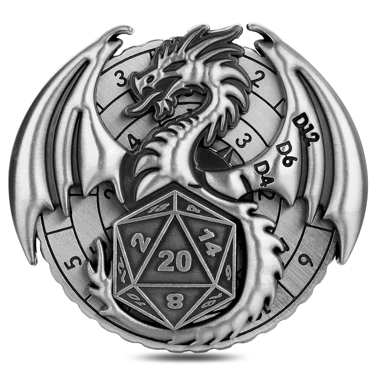 DIEACE D&D Winged Dragon Metal Spinner Dice  7-in-1