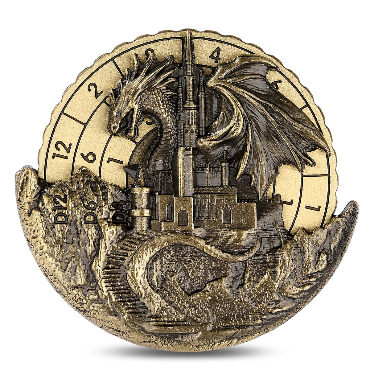 DIEACE D&D Dragon & Castle Metal Spinner Dice 7-in-1