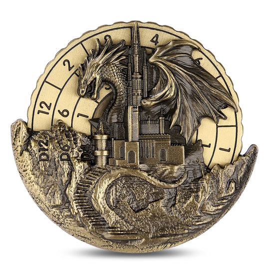 DIEACE D&D Dragon & Castle Metal Spinner Dice 7-in-1