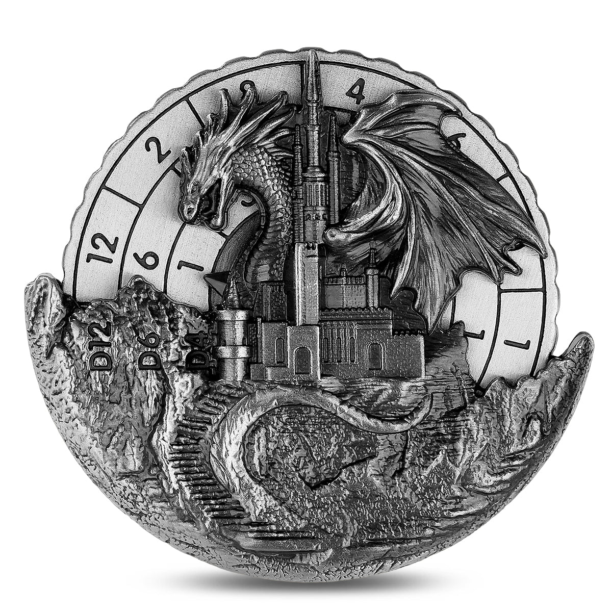 DIEACE D&D Dragon & Castle Metal Spinner Dice 7-in-1