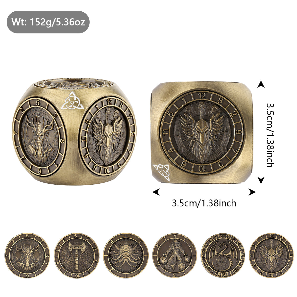 DIEACE D&D Six - Sided Metal Dice 7 - in - 1