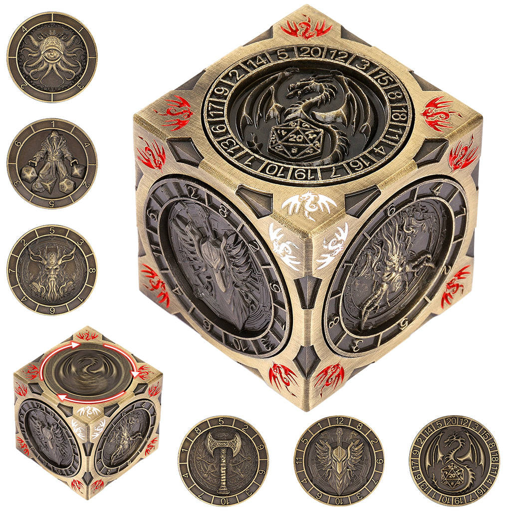 DIEACE D&D Square 6-Sided Metal Dice 7-in-1