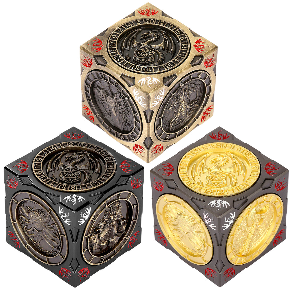 DIEACE D&D Square 6-Sided Metal Dice 7-in-1