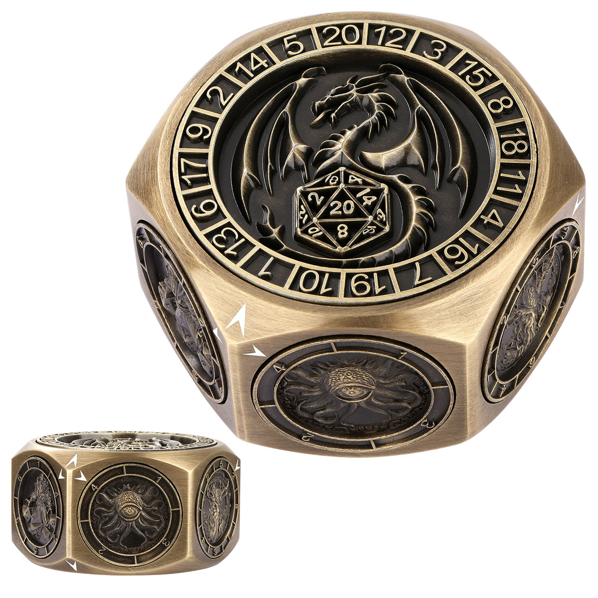 DIEACE D&D Low-Profile 6-Sided Metal Dice 7-in-1