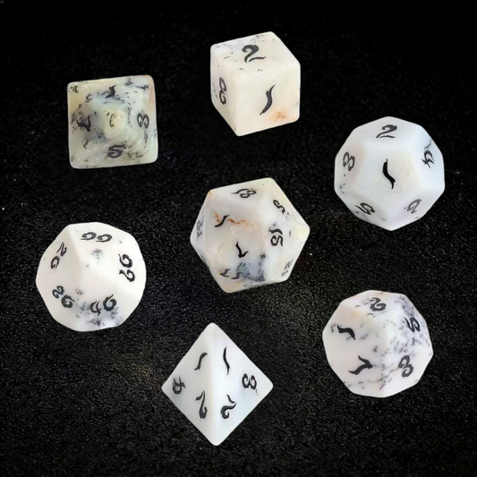 DIEACE D&D Aquatic Opal Gemstone Engraved Dice Set