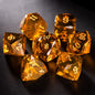 DIEACE D&D Orange Multi-faceted Engraved Glass Dice Set