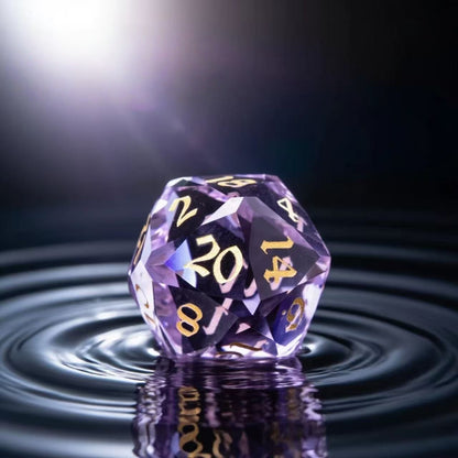 DIEACE D&D Amethyst Multi-Cut Crystal Glass  Dice Set