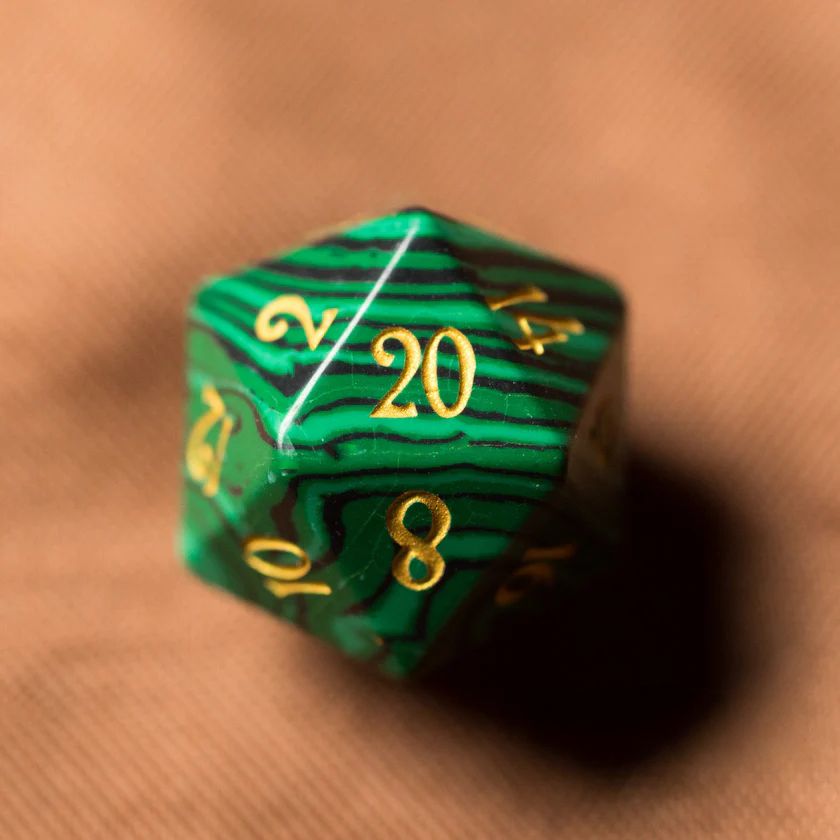 DIEACE D&D Malachite Gemstone Engraved Dice Set