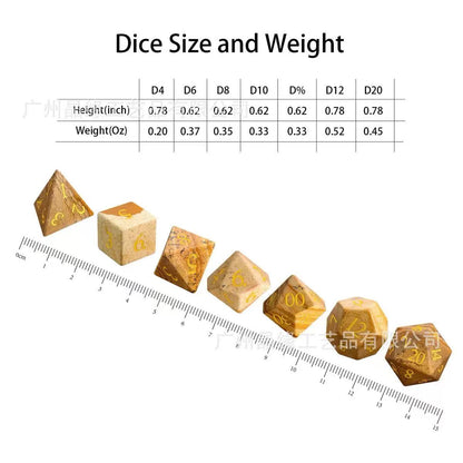 DIEACE D&D Picture Stone Gemstone Engraved Dice Set