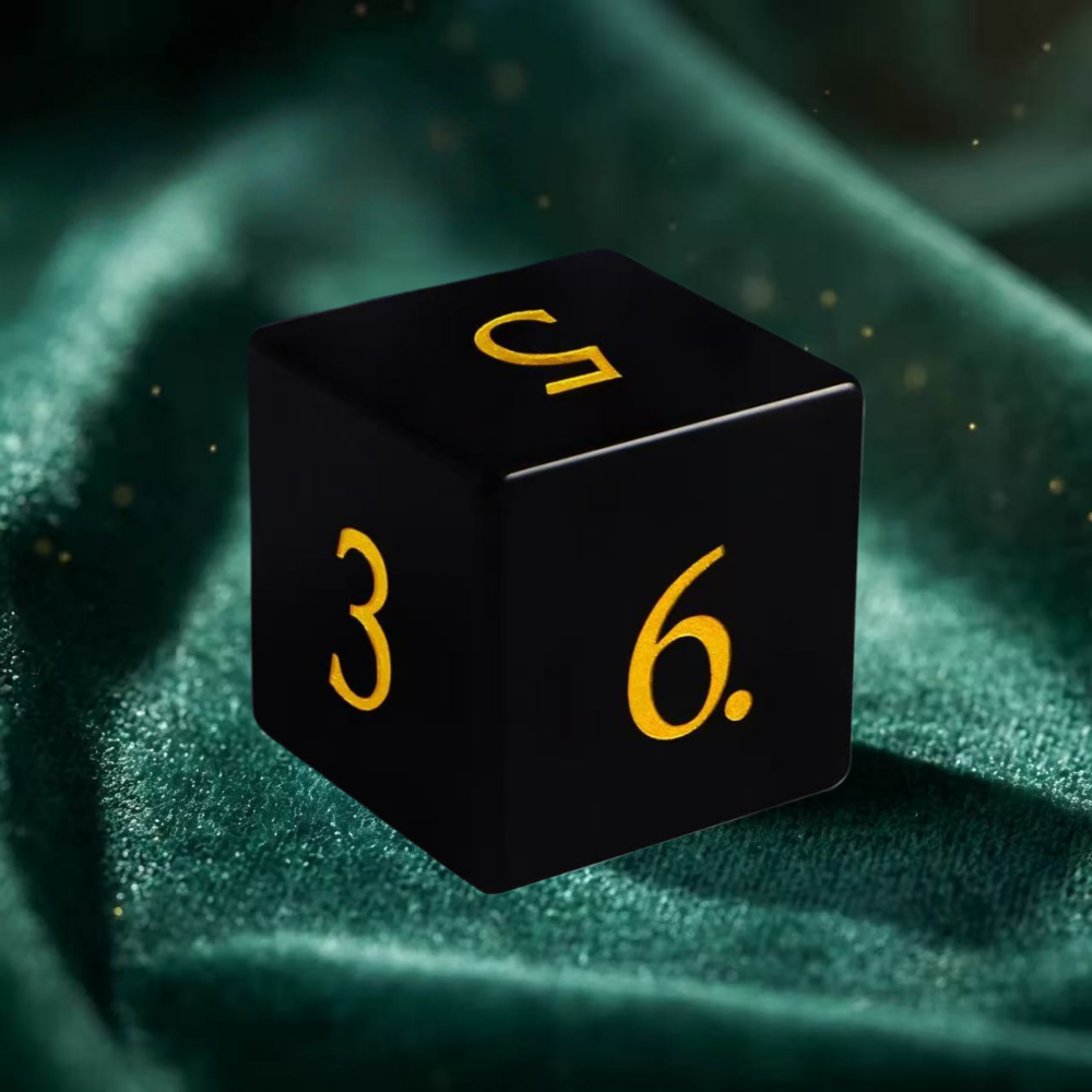DIEACE D&D Obsidian Gemstone Engraved Dice Set