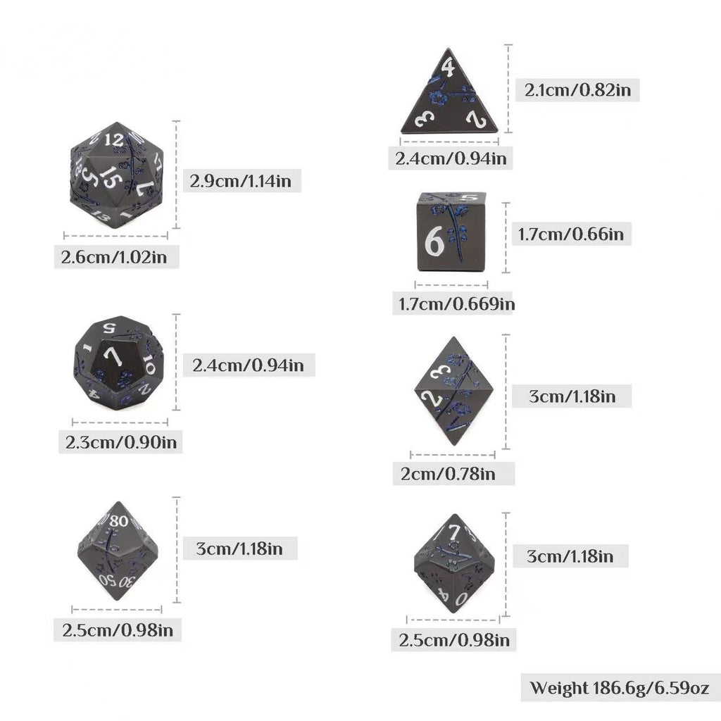 DIEACE D&D Plum Blossom Pattern Solid Metal Dice