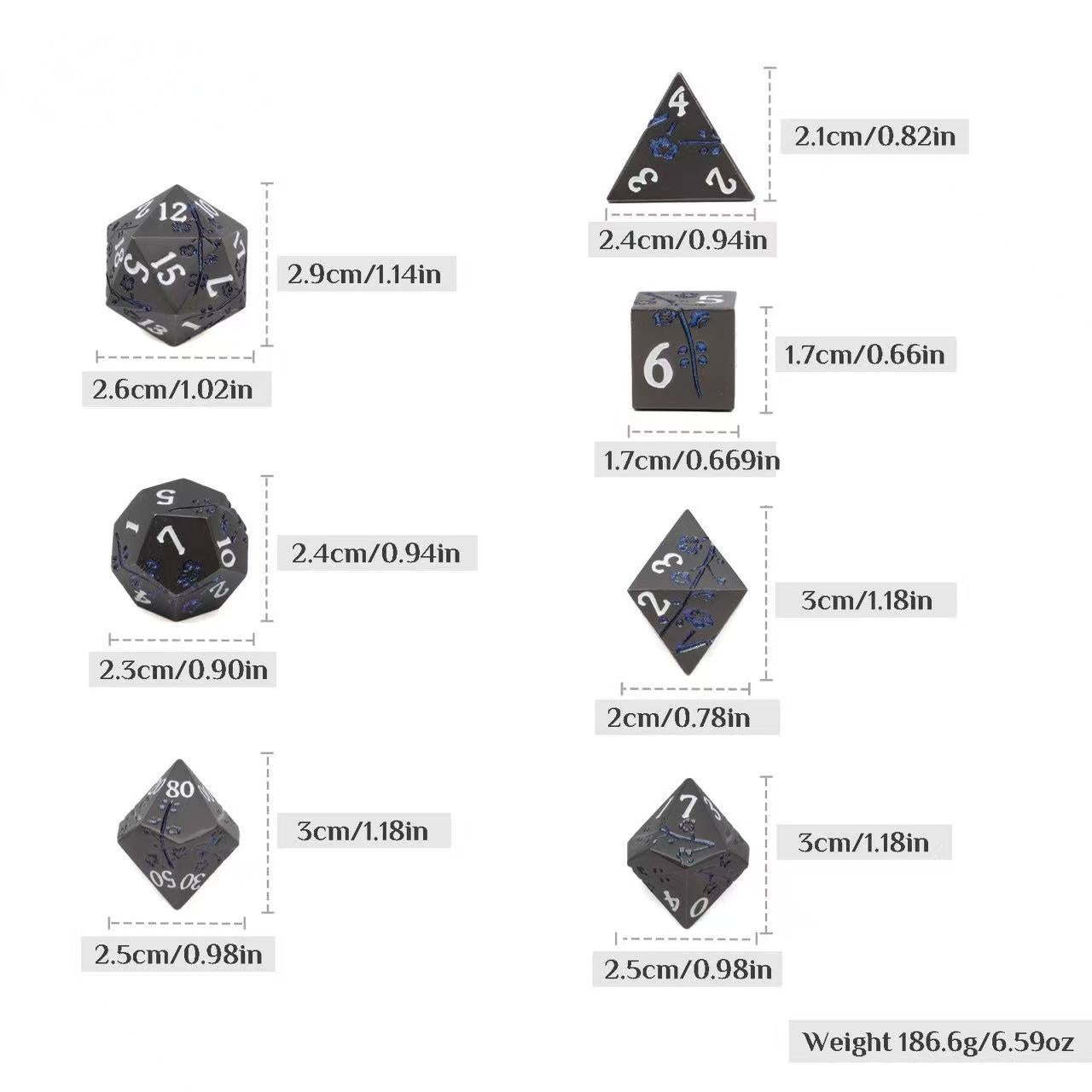 DIEACE D&D Plum Blossom Pattern Solid Metal Dice