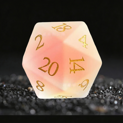 DIEACE D&D Frosted Iridescent Crystal Glass Gemstone Engraved Dice Set