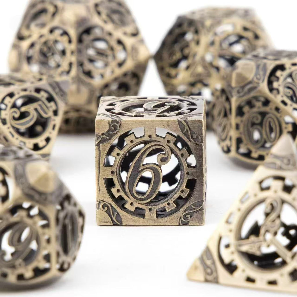 DIEACE D&D Mechanical Gear Hollow Metal Dice Set