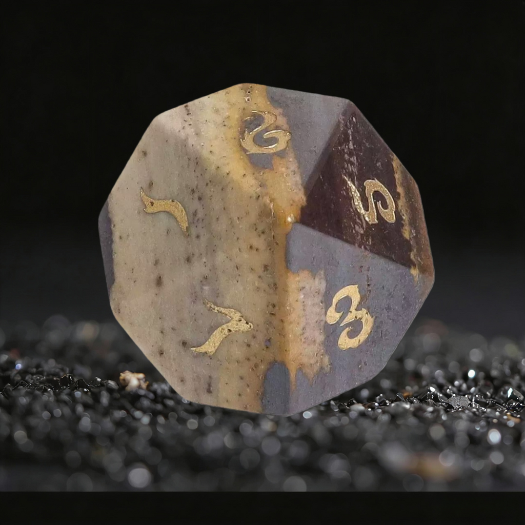 DIEACE D&D Natural Zebra Stone Gemstone Engraved Dice Set