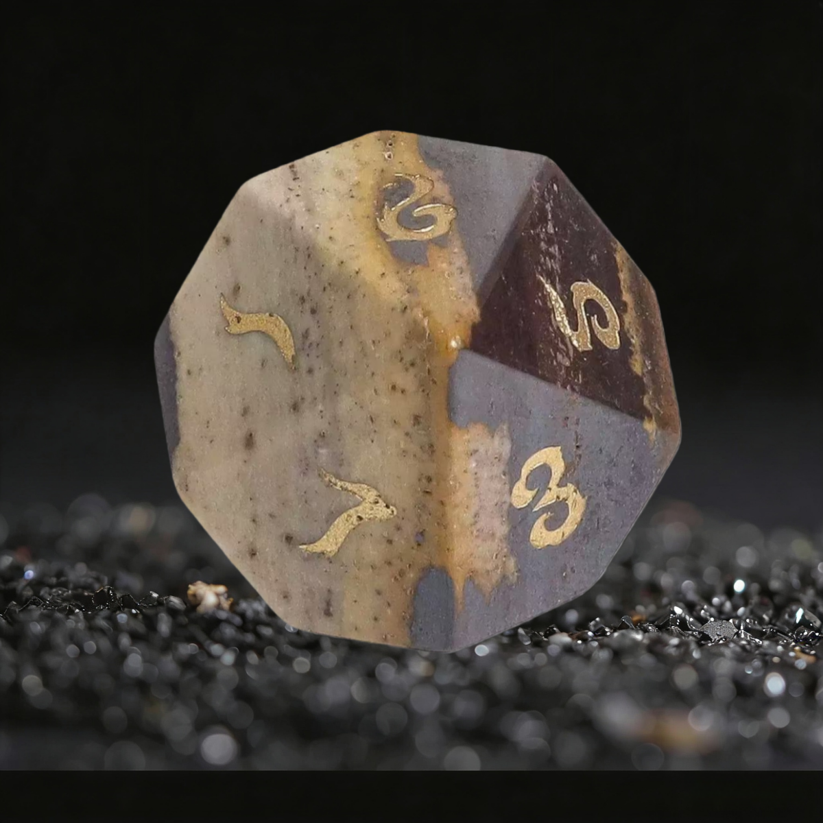 DIEACE D&D Natural Zebra Stone Gemstone Engraved Dice Set