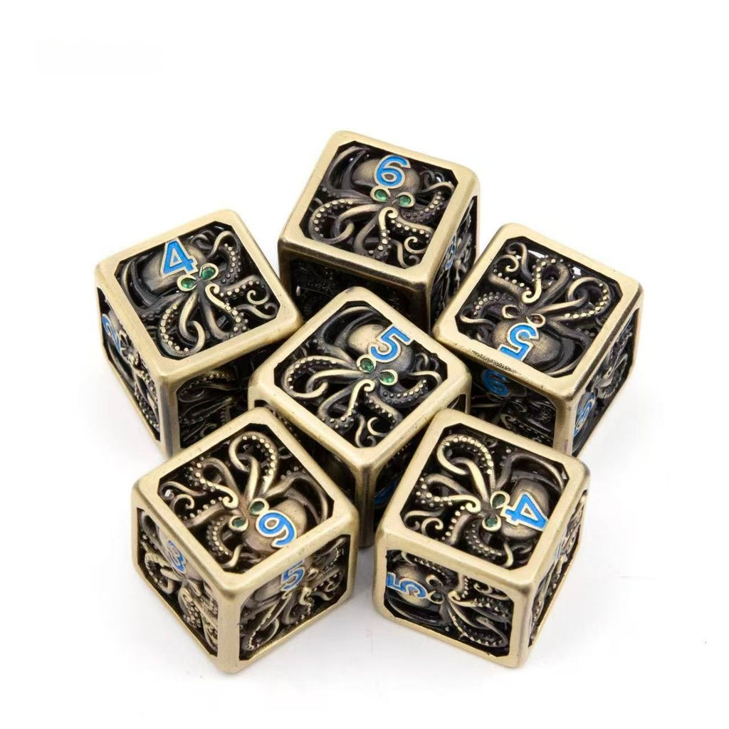 DIEACE C&C Small Octopus D6 Hollow Metal Dice Set