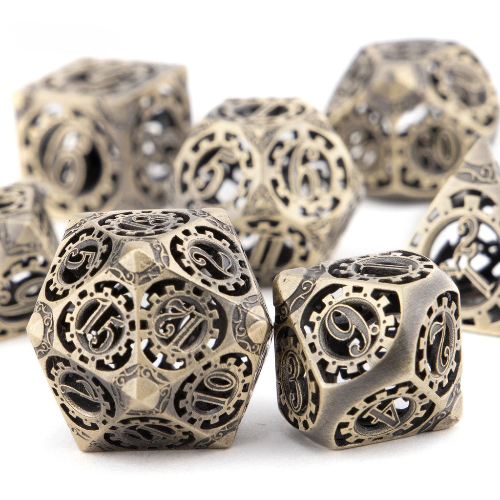 DIEACE D&D Mechanical Gear Hollow Metal Dice Set
