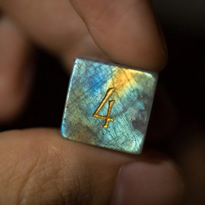 DIEACE D&D Labradorite Gemstone Engraved Dice Set  Add To Wishlist
