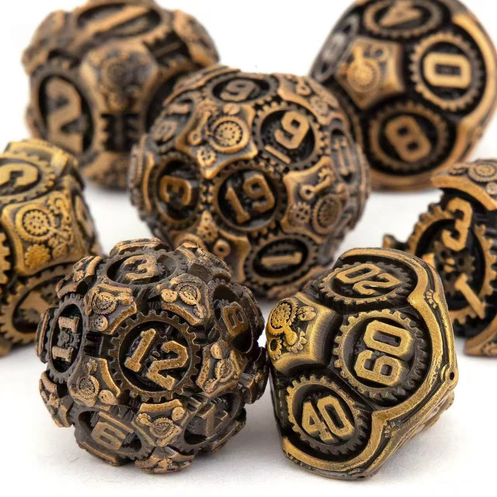 DIEACE D&D Mechanical Gear Solid Metal Dice Set