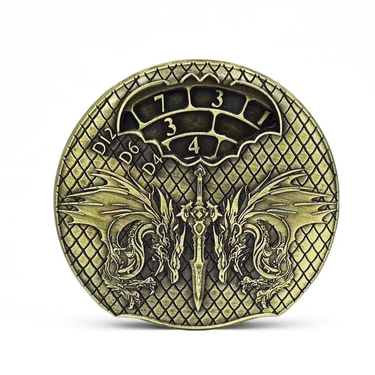 DIEACE D&D Twin Dragon Metal Spinner Dice 7-in-1