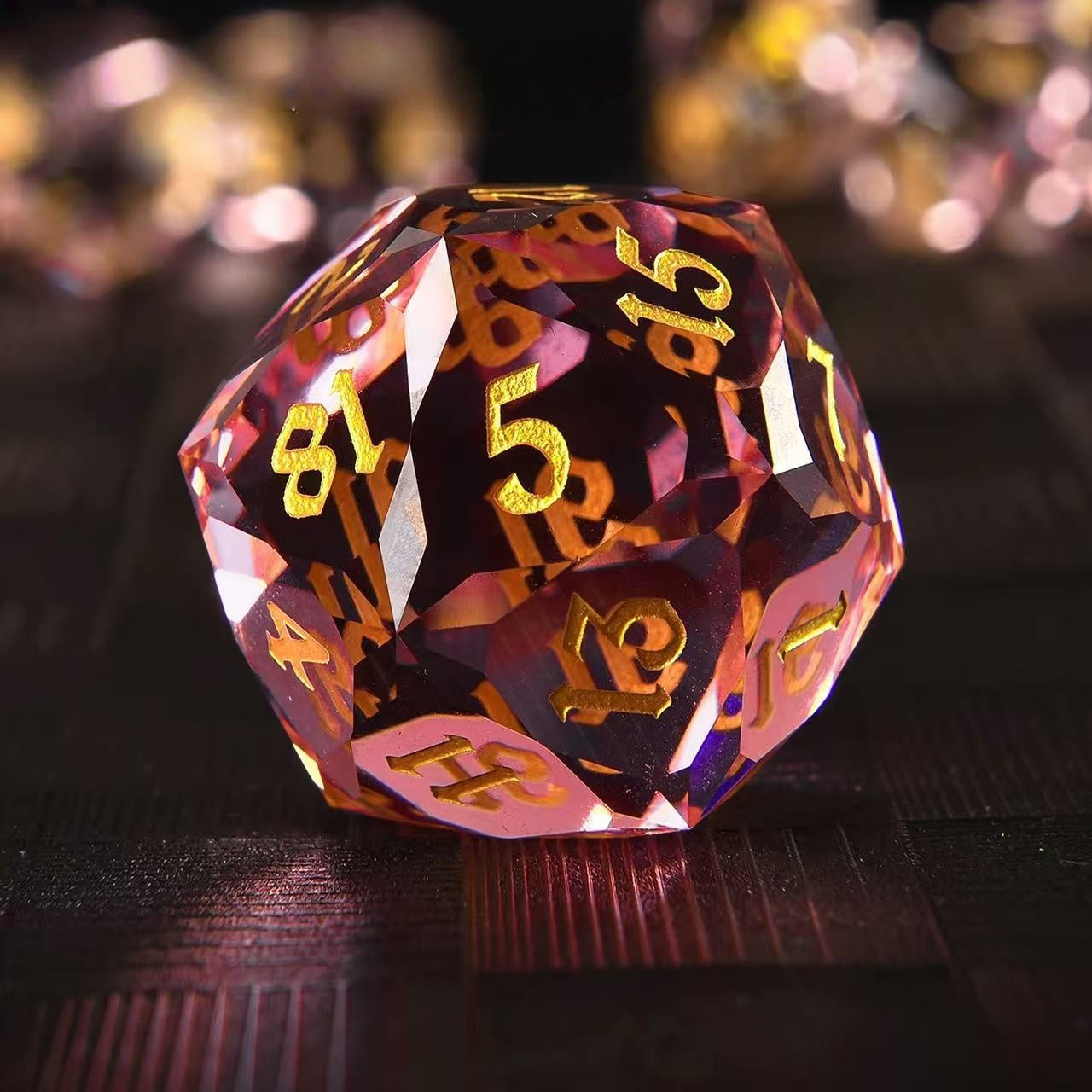 DIEACE D&D D20 Multi-faceted Colorful Glass Engraved Dice