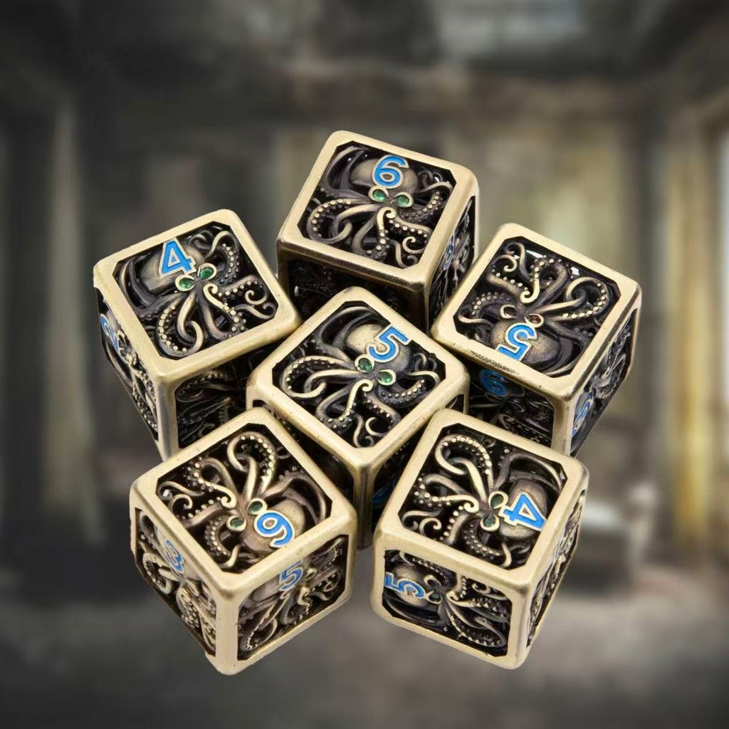 DIEACE C&C Small Octopus D6 Hollow Metal Dice Set