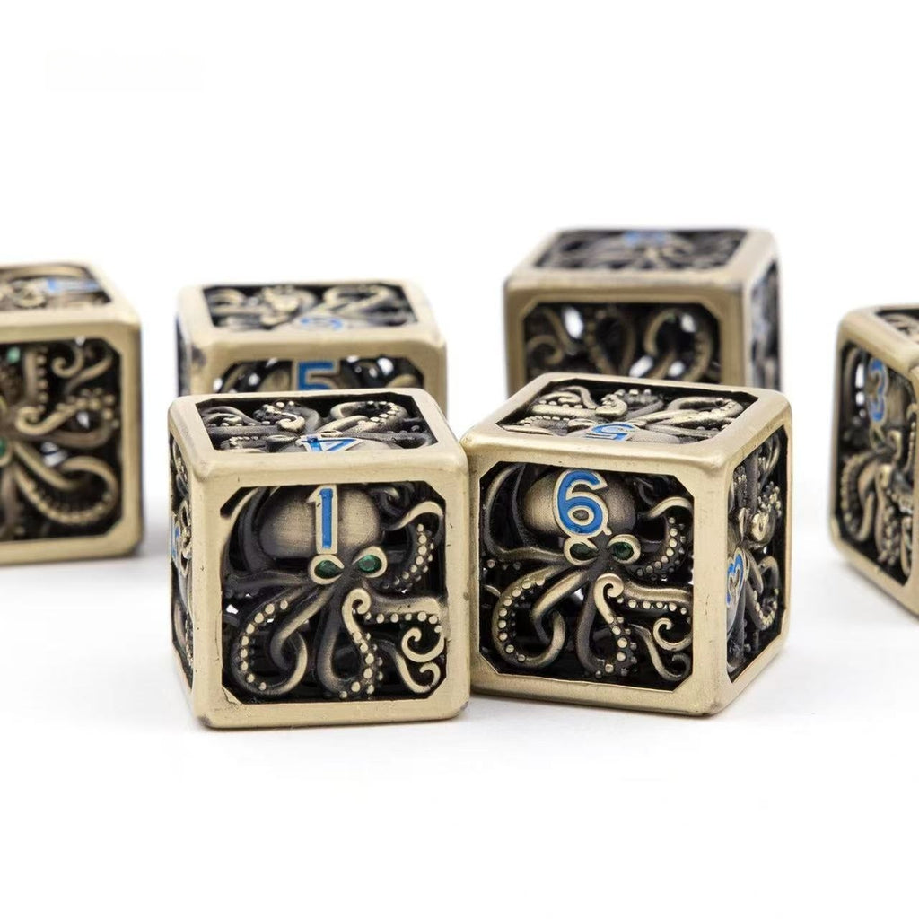 DIEACE C&C Small Octopus D6 Hollow Metal Dice Set