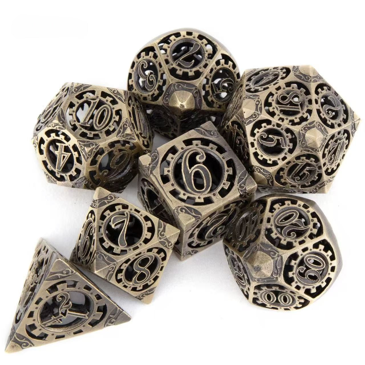 DIEACE D&D Mechanical Gear Hollow Metal Dice Set