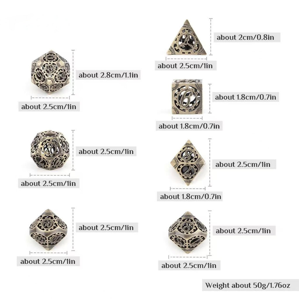 DIEACE D&D Mechanical Gear Hollow Metal Dice Set