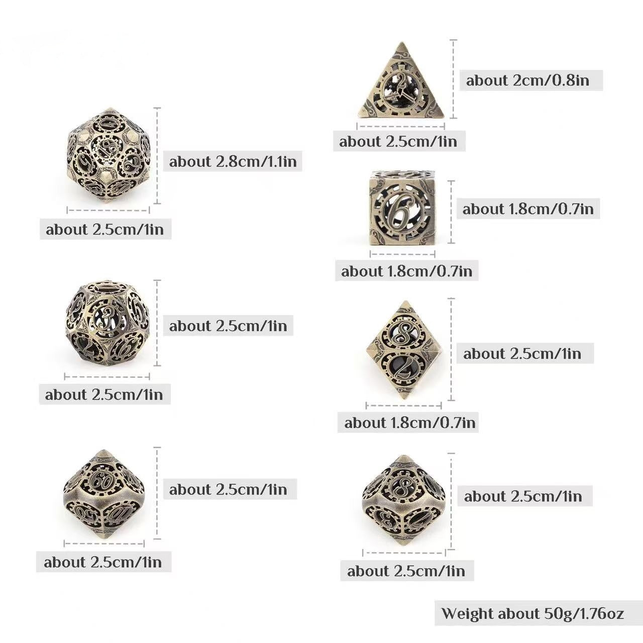 DIEACE D&D Mechanical Gear Hollow Metal Dice Set